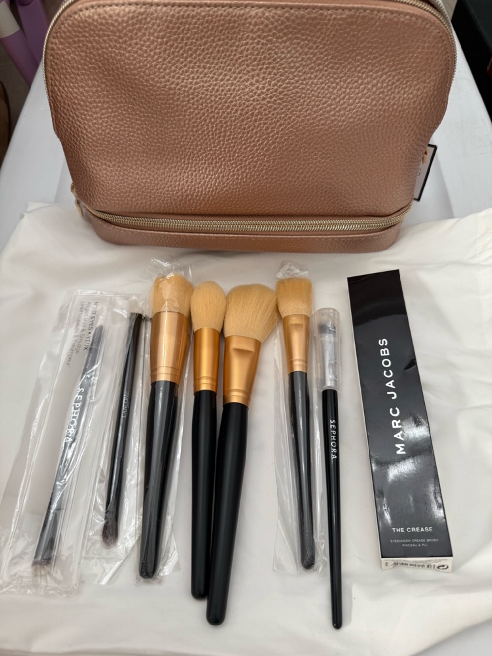 Makeup Brush Bundle Morphe Sephora Marc Jacobs + Cosmetic Bag NEW